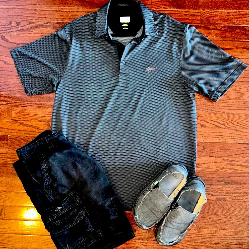 Greg Norman Men’s black & white Golf Shirt play dry material